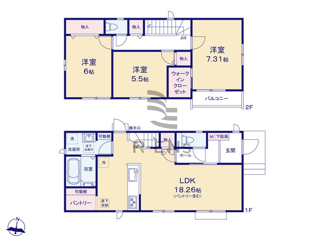 【間取り】 | 練馬区大泉学園町８丁目　新築戸建て　B号棟 | 衣類や季節用品をすっきり収納できる、頼もしいWICを完備