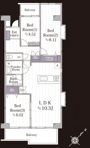 北柏宿連寺ハイツの間取り