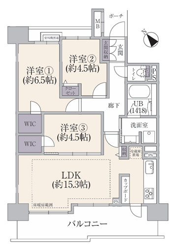 なにこれ！？共用部の雰囲気イイじゃん！！おまけに高層階で眺望・陽当たりも最高潮！！普通とはちょっと違う面白さある間取り！！ペットもイケる驚異の３分物件とはココのコト！『デイパーク横濱天王町』リフォームの間取り