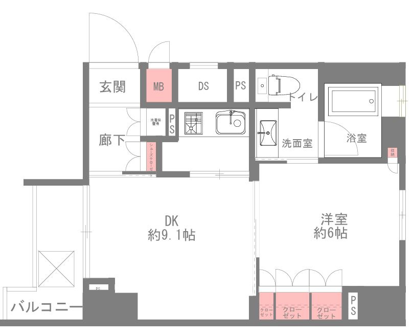 リーガル北堀江の間取り