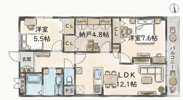 【間取り】 | ハイマート豊中 | エイブルにて取扱い可能な住宅ローンは、全部で10種類以上！お客様にピッタリの住宅ローンを当社のFPよりご案内させて頂きます。住宅ローンのご相談だけでも、お気軽にご相談下さいませ。