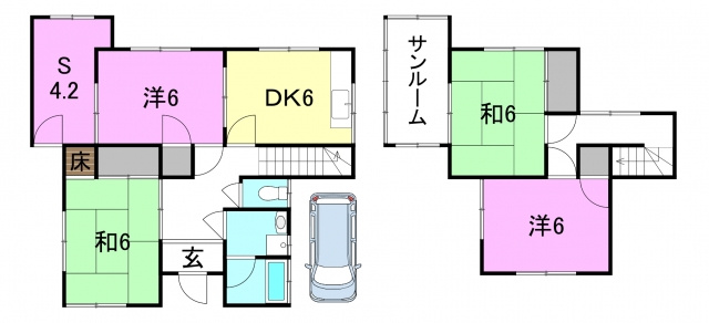 松山市西垣生町の中古一戸建の間取り