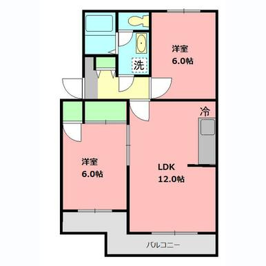 アーバンライフユイの間取り|反転タイプの間取りになります。