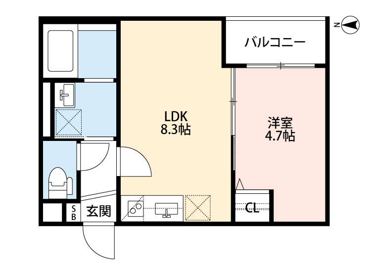 尼崎市富松町１丁目のアパートの間取り