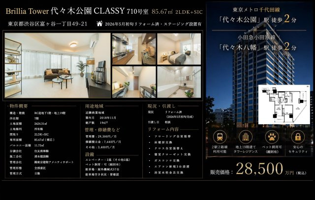 【その他】 | Brillia Tower代々木公園CLASSY　仲介手数料無料＋100万円現金プレゼント中