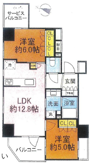 シーンズ天王寺烏ケ辻　五条小学校区の間取り|シーンズ天王寺烏ケ辻　間取り