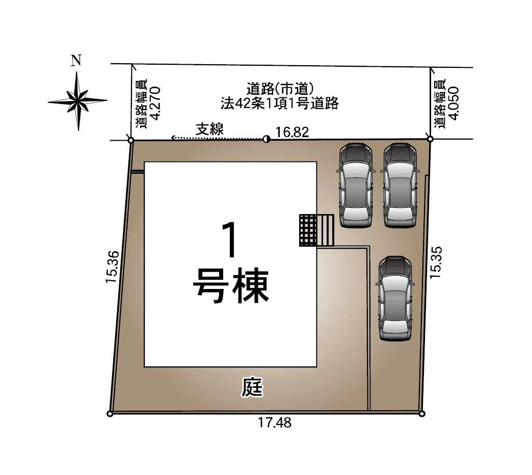 宗像市東郷第6-1棟（1号棟）の区画図|配置図（1号棟）