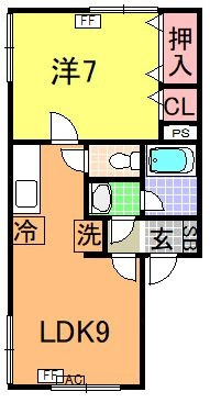 【間取り】 | コーポラス浪岡 | 1LDK