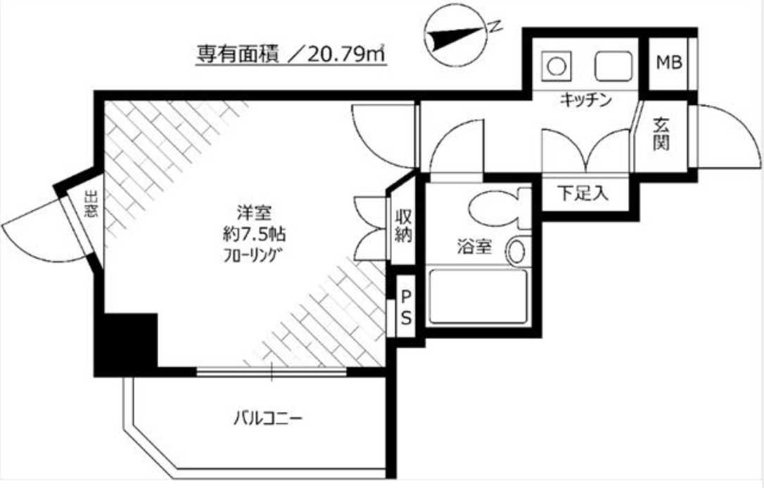 ダイアパレス池尻大橋　高層階　日勤管理　角部屋の間取り