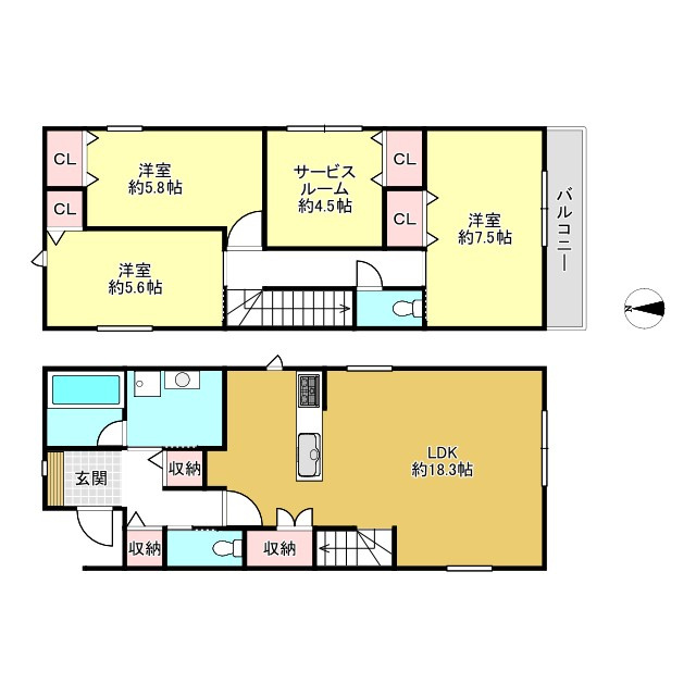 宝塚市山本野里1丁目新築一戸建の間取り