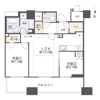 【間取り】 | グランドメゾン上町台ザ・タワー | 【間取り】33階・北住戸！納戸＆SIC＆WICの充実収納スペース完備◎