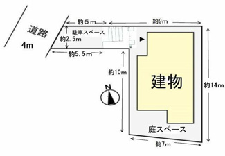  | 【敷地図】西側の幅約４ｍの道…