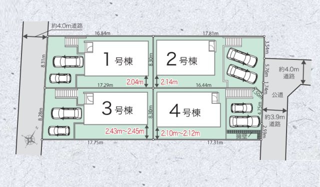 【区画図】 | 福岡市南区若久6丁目25-1期　1号棟（全4棟）【仲介手数料無料・0円】 | 区画図です。1号棟