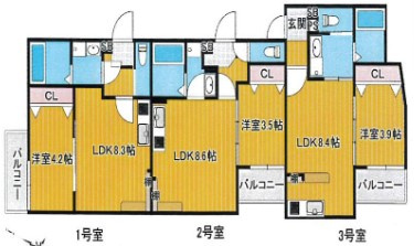 【間取り】 | fika箱崎 | 広さや収納の配置など、ぜひご確認ください。