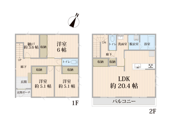 【間取り】 | ふじみ野市駒林元町4丁目　中古一戸建住宅　(ふじみ野店) | 令和4年7月築の角地に建つ2階建住宅。約20.4帖の開放感あふれるLDKを中心に、ご家族がゆったりと暮らせる間取りです。