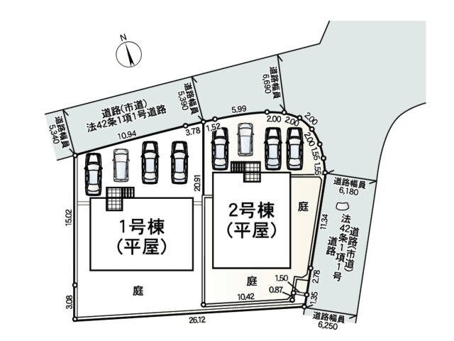 宗像市日の里3丁目第10-2棟（1号棟）の区画図|配置図（1号棟）