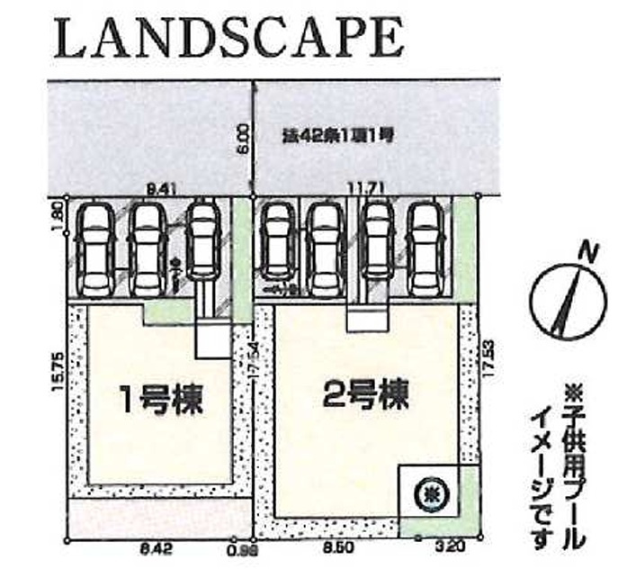 【仲介手数料無料】LiveleGarden.S入間市狭山台第1期　全２棟　1号棟の区画図