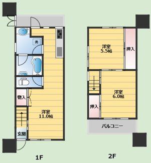 【間取り】 | 箕面市瀬川2丁目貸家