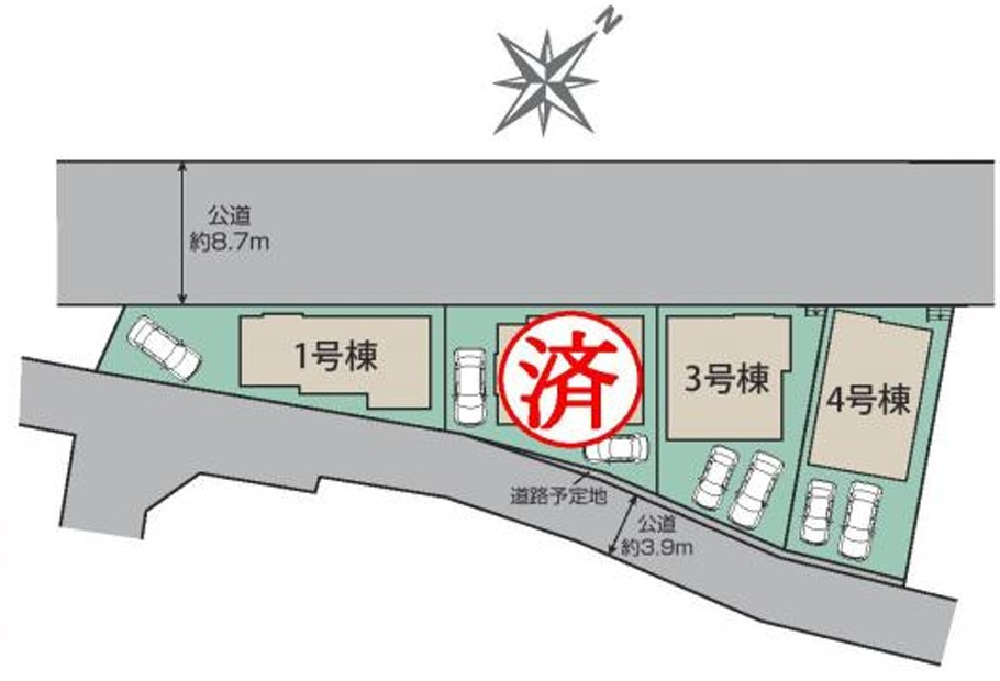 【仲介手数料無料】清瀬市下宿３丁目　新築戸建　全４棟　1号棟の区画図