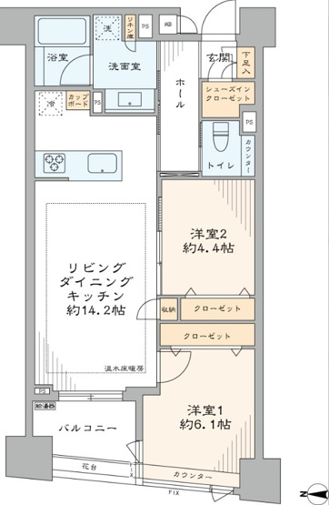 【間取り】 | アールヴェール新宿弁天町
