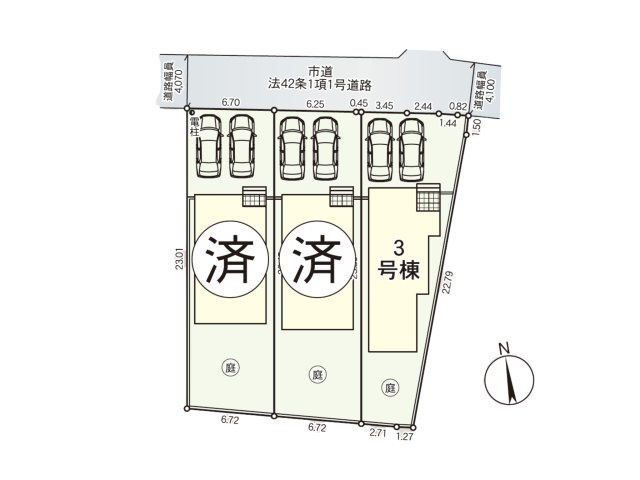 小郡市小郡第23-3棟（3号棟）の区画図|配置図（3号棟）