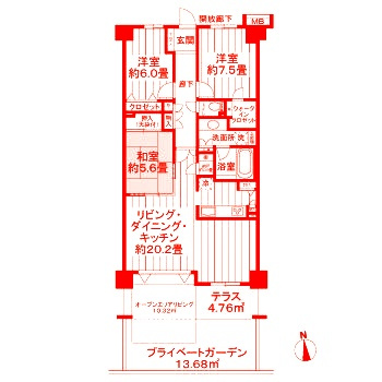 横浜市戸塚区戸塚町の賃貸マンションの間取り