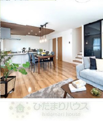 野田市七光台4期　新築戸建　1号棟の居間・リビング|リビングパース（現状と異なる場合がございます。）