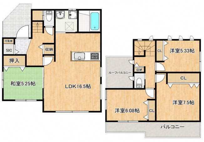 【間取り】 | 海老名市社家3丁目 中古戸建 全1棟 | 4LDK、土地面積100.19m2、建物面積98.74m2