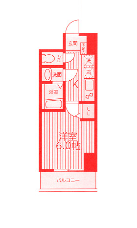 茅ヶ崎市幸町の賃貸マンションの間取り|1LDK角部屋の間取り