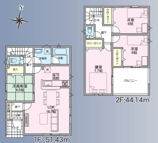 長野市松代町松代の新築一戸建の間取り