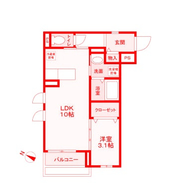 茅ヶ崎市小和田２丁目の賃貸マンションの間取り