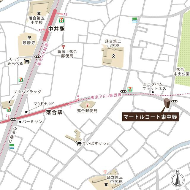 マートルコート東中野の地図
