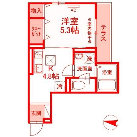 茅ヶ崎市赤松町のアパートの間取り