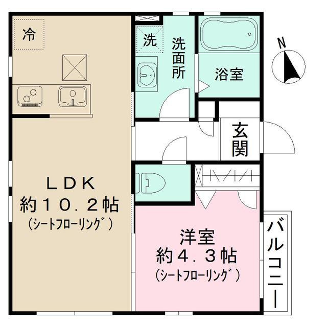 メープルハウスの間取り|暮らしやすい1LDKタイプ
