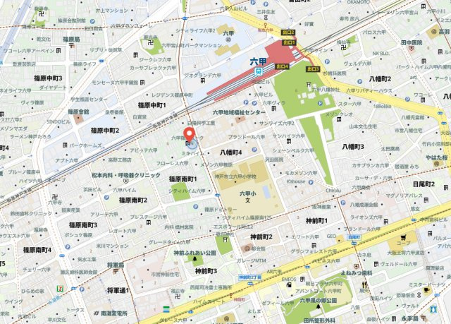 六甲篠原パークマンションの地図