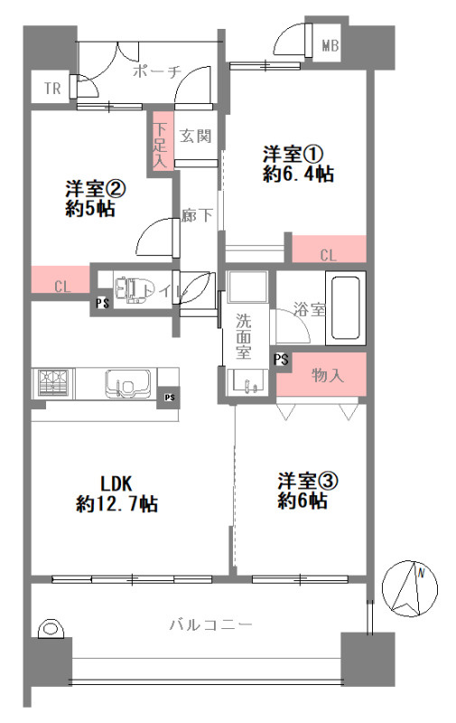 キングスクエア北大阪パークフェリスⅠ番館の間取り