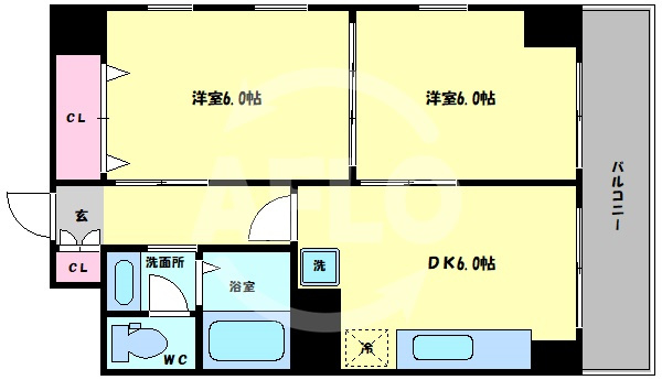 上六青山ハイツ　五条小学校区の間取り|上六青山ハイツ　間取り