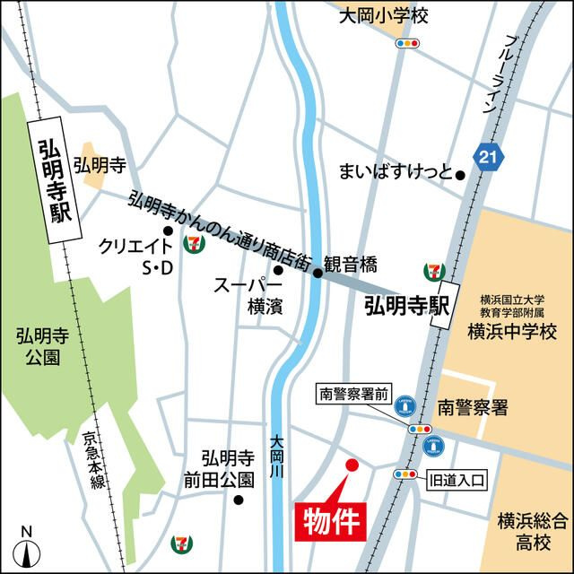 Ｍ＆Ｍ弘明寺駅前の地図