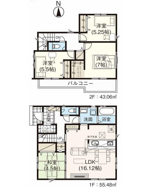 岡山市南区福富東２丁目の新築一戸建の間取り