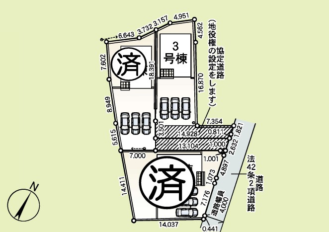 Cradle Garden桐生市広沢町第18　新築住宅 3号棟の区画図