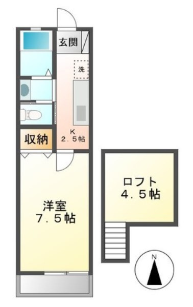 東村山市久米川町３丁目のアパートの間取り