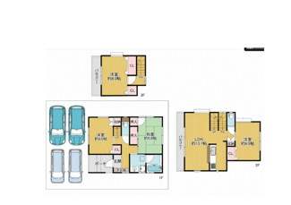 【間取り】 | 東新小岩中古戸建c | ４LDK車庫４台可　建物面積：94.39㎡　（東南向き玄関で陽当たり良好です。）