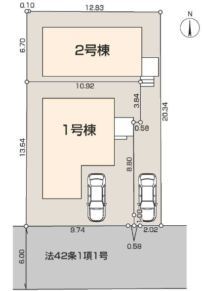 【仲介手数料無料】東村山市諏訪町全２棟１号棟　東村山の不動産なら西武ハウジングの区画図