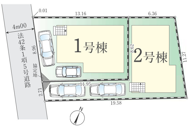 【仲介手数料無料】東村山市青葉町全２棟１号棟　東村山の不動産なら西武ハウジングの区画図
