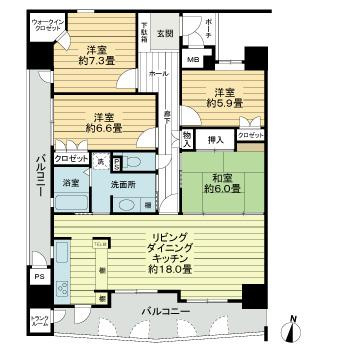 フラワーマンション楠並木通の間取り