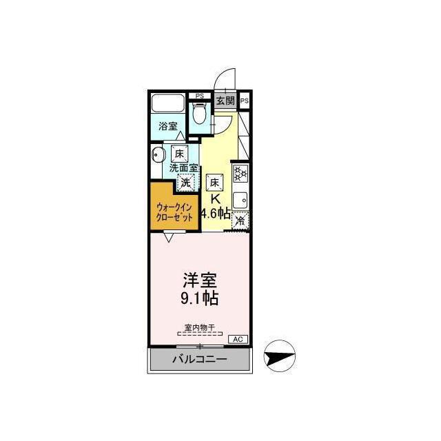各務原市鵜沼三ツ池町２丁目のアパートの間取り