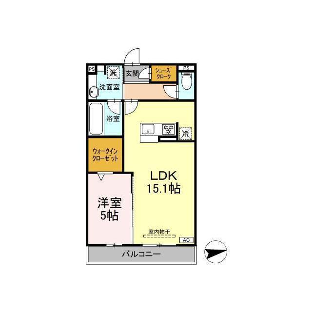 各務原市鵜沼三ツ池町２丁目のアパートの間取り