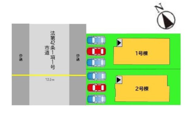 古賀市花鶴丘2丁目第2-2棟（2号棟）の区画図|配置図（2号棟）