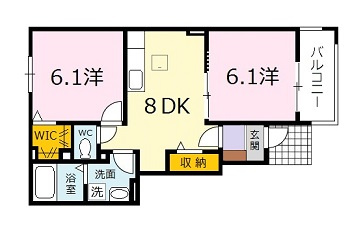 フィオーレ　ドムスＡの間取り|窓が多く通風良好