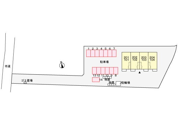 プラシードウェスト・カーサの駐車場